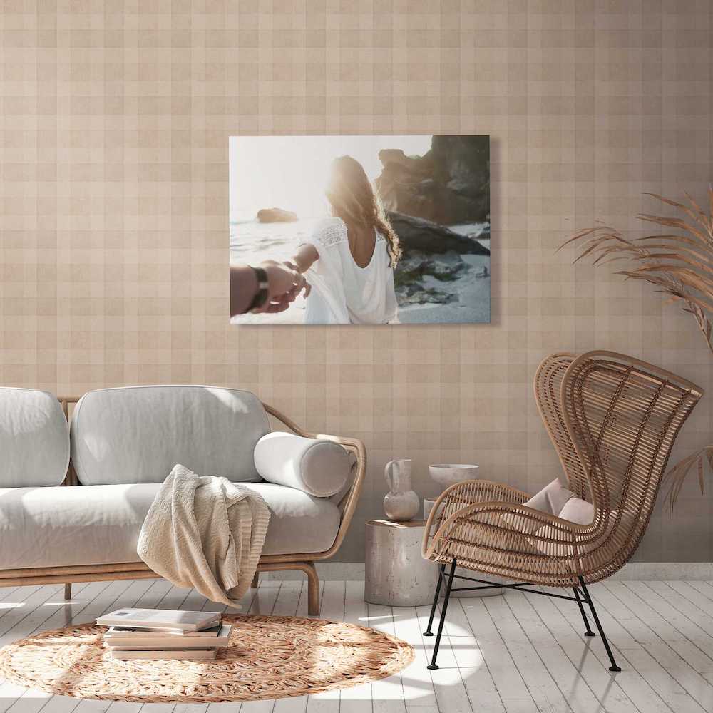 Natural Living - Cosy Check geometric wallpaper AS Creation    