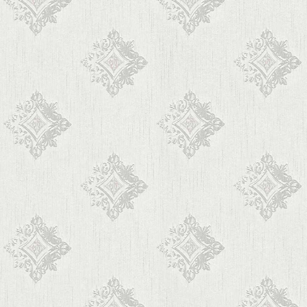Tessuto 2 - Flocked Diamonds textile wallpaper AS Creation Roll Silver  962001