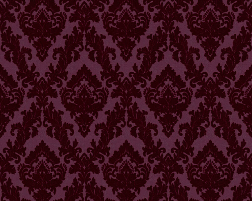 Castello - Flocked Damask Opulence textile wallpaper AS Creation Roll Dark Red  335825