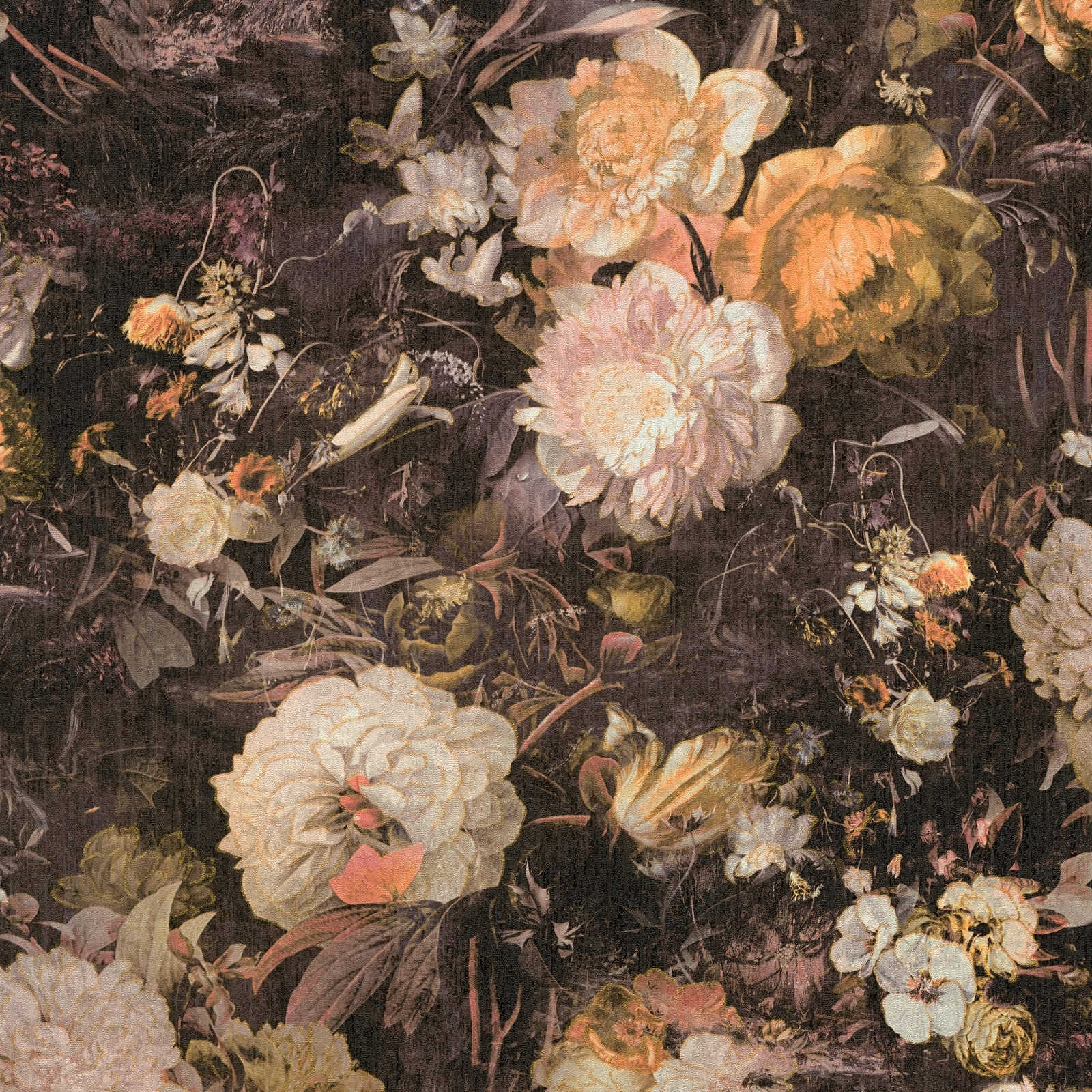 The Bos - Flower Power botanical wallpaper AS Creation Roll Dark Brown  388212