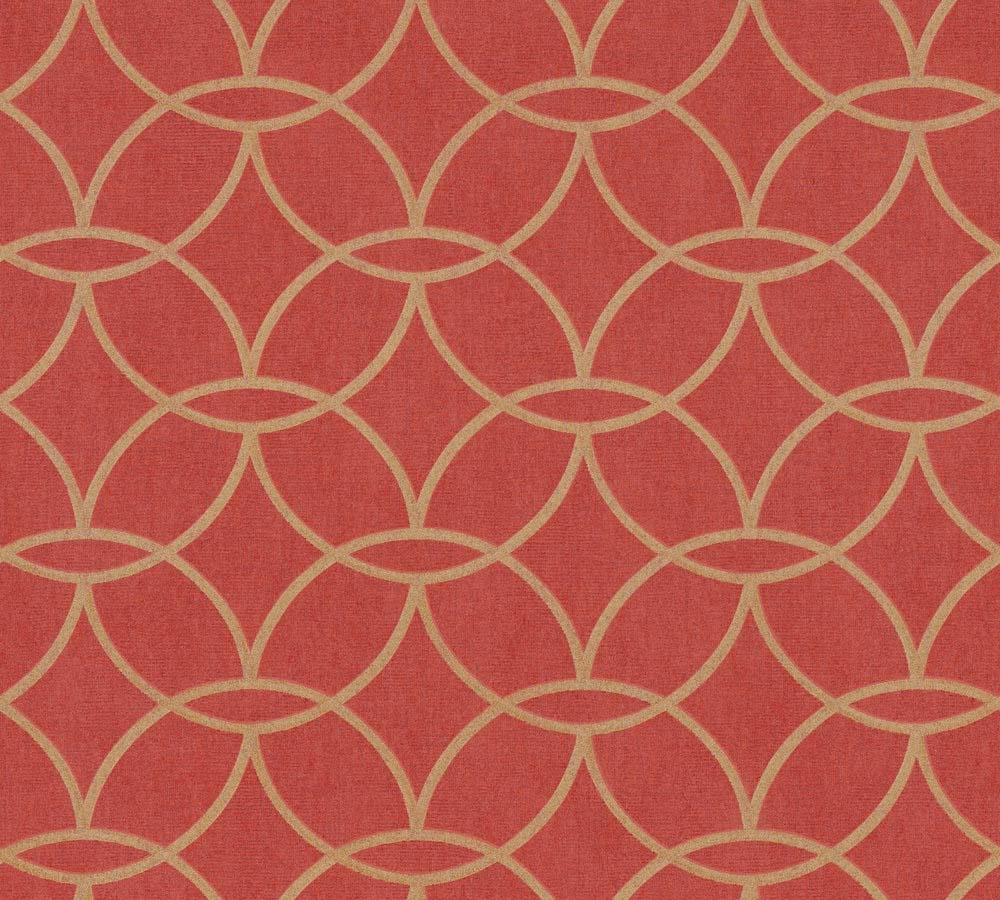 Villa - Circle Link geometric wallpaper AS Creation Roll Orange  375646