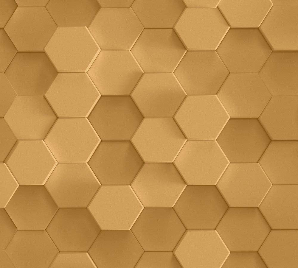 Pint Walls - Hexagon 3D geometric wallpaper AS Creation Roll Gold  387232