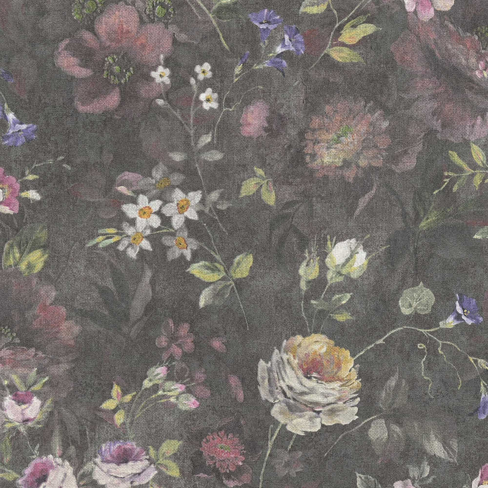 Natural Living - Flower Garden botanical wallpaper AS Creation Roll Black  386361