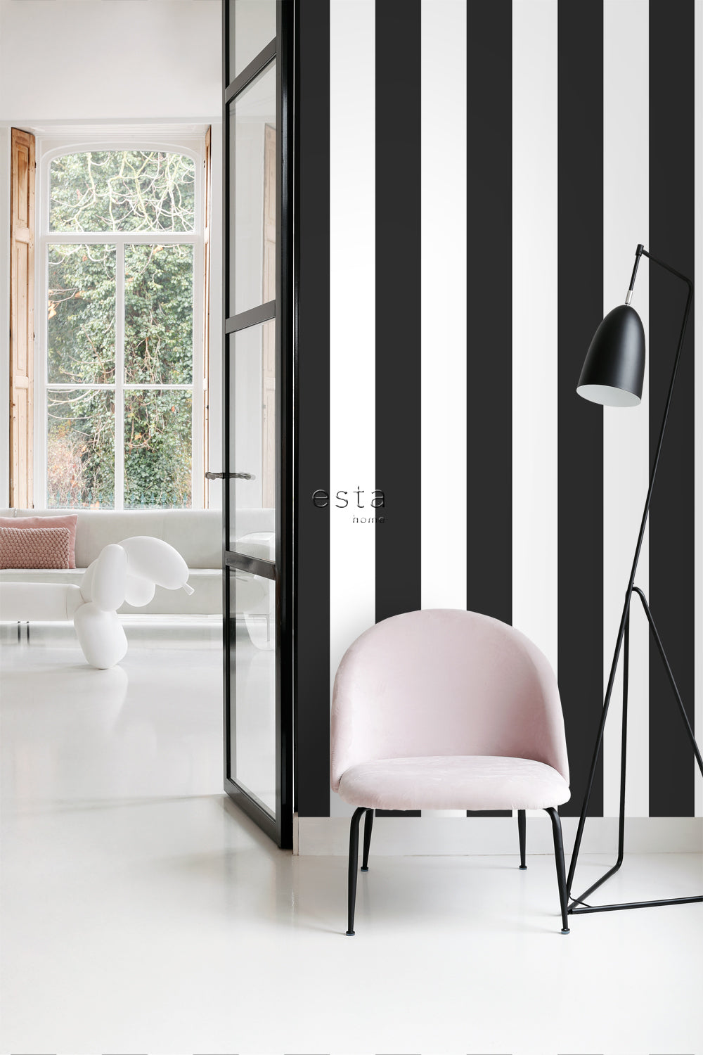 Art of Deco - B&W Stripe damask wallpaper Esta    