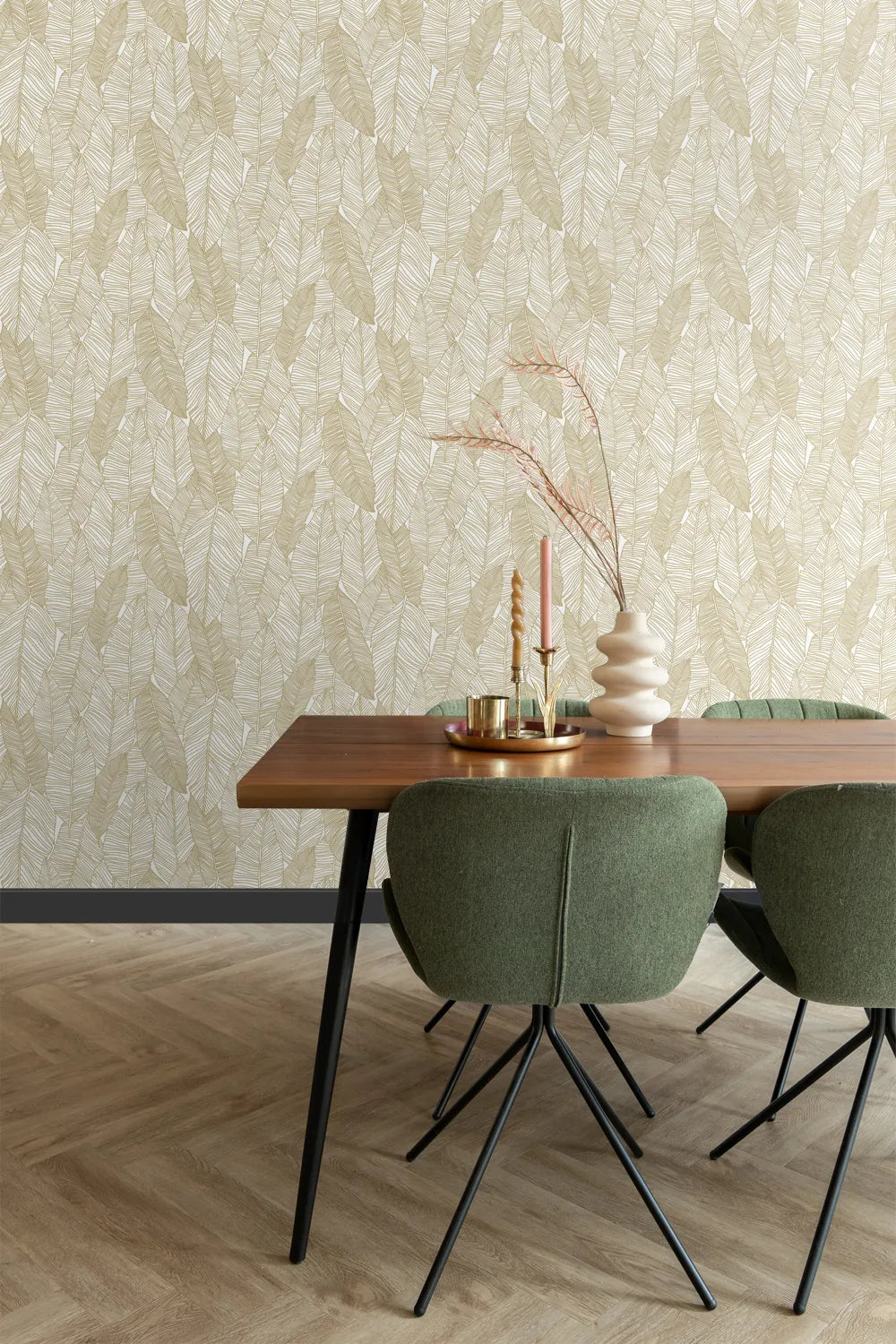 Black & White - Golden Canopy botanical wallpaper ESTAhome