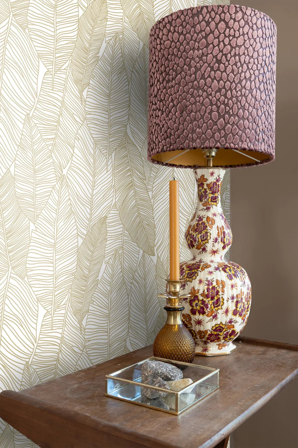 Black & White - Golden Canopy botanical wallpaper ESTAhome