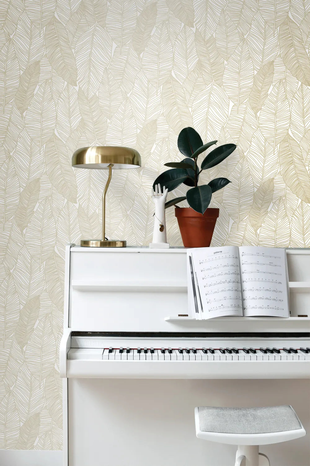 Black & White - Golden Canopy botanical wallpaper ESTAhome