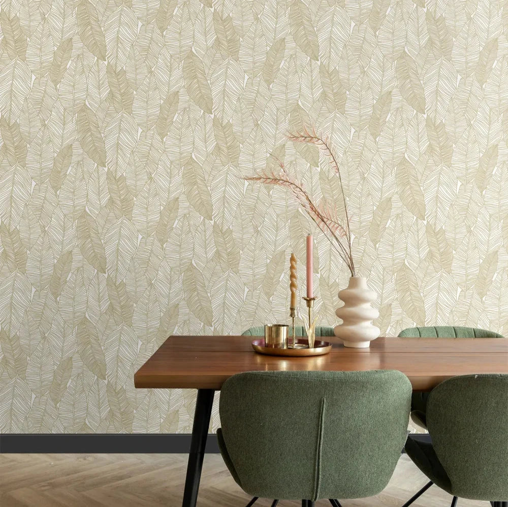 Black & White - Golden Canopy botanical wallpaper ESTAhome