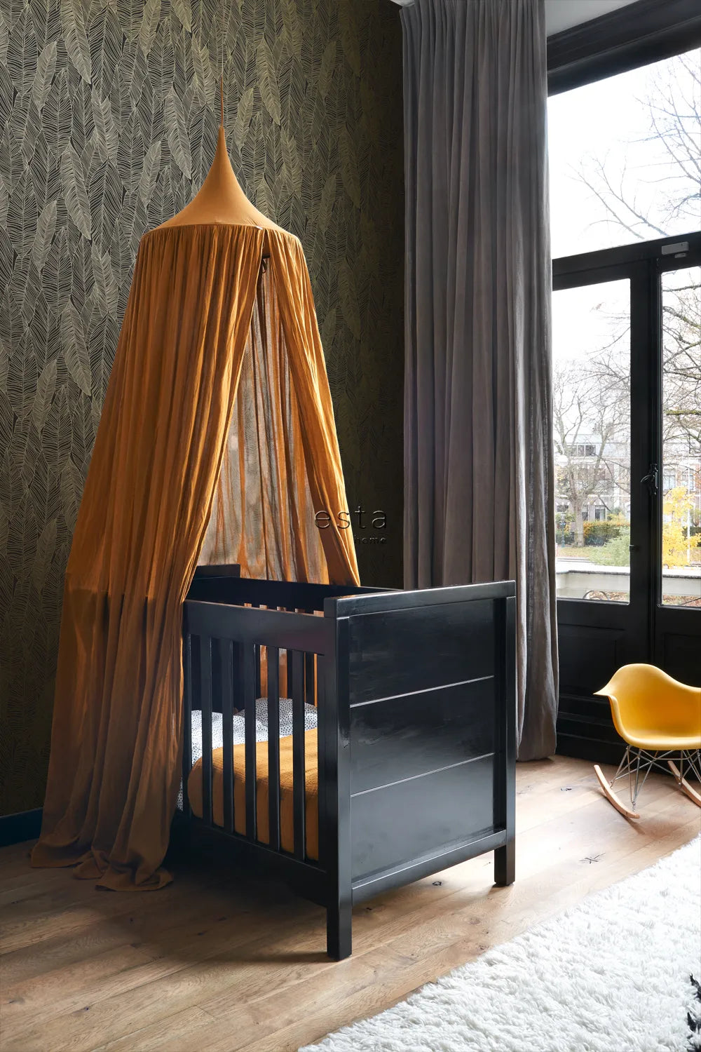 Black & White - Golden Canopy botanical wallpaper ESTAhome