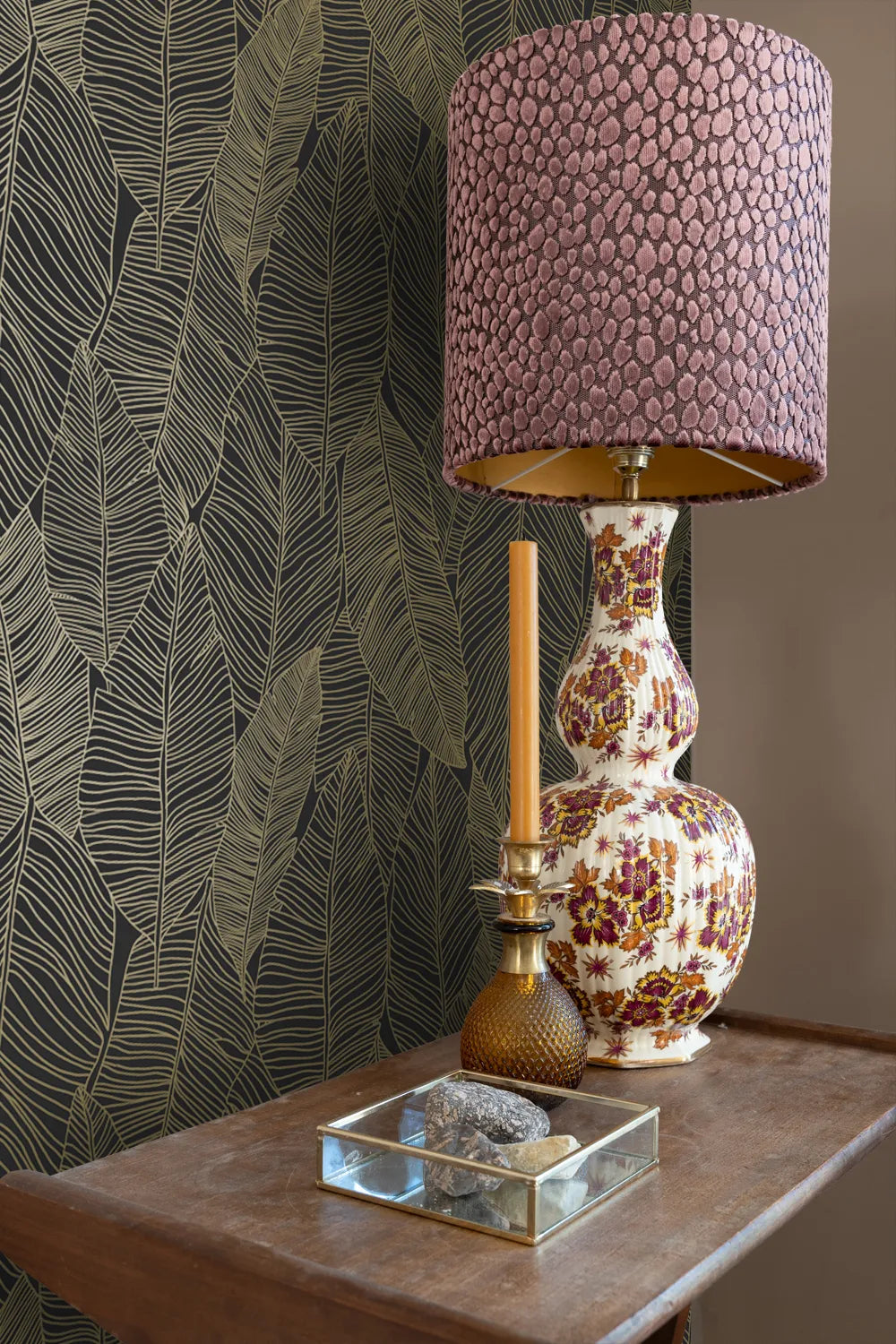 Black & White - Golden Canopy botanical wallpaper ESTAhome
