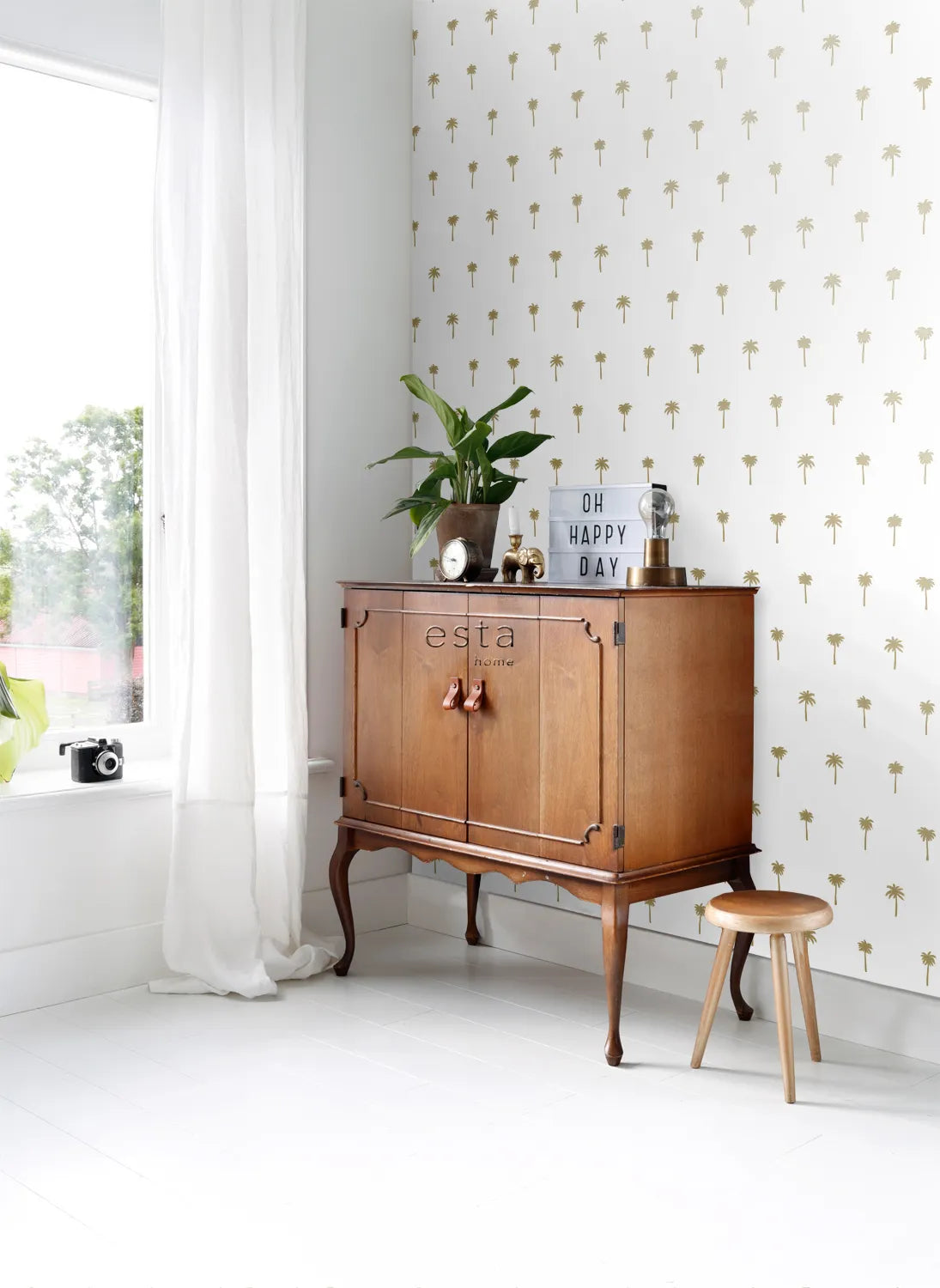 Paradise - Palm Lattice kids wallpaper ESTAhome