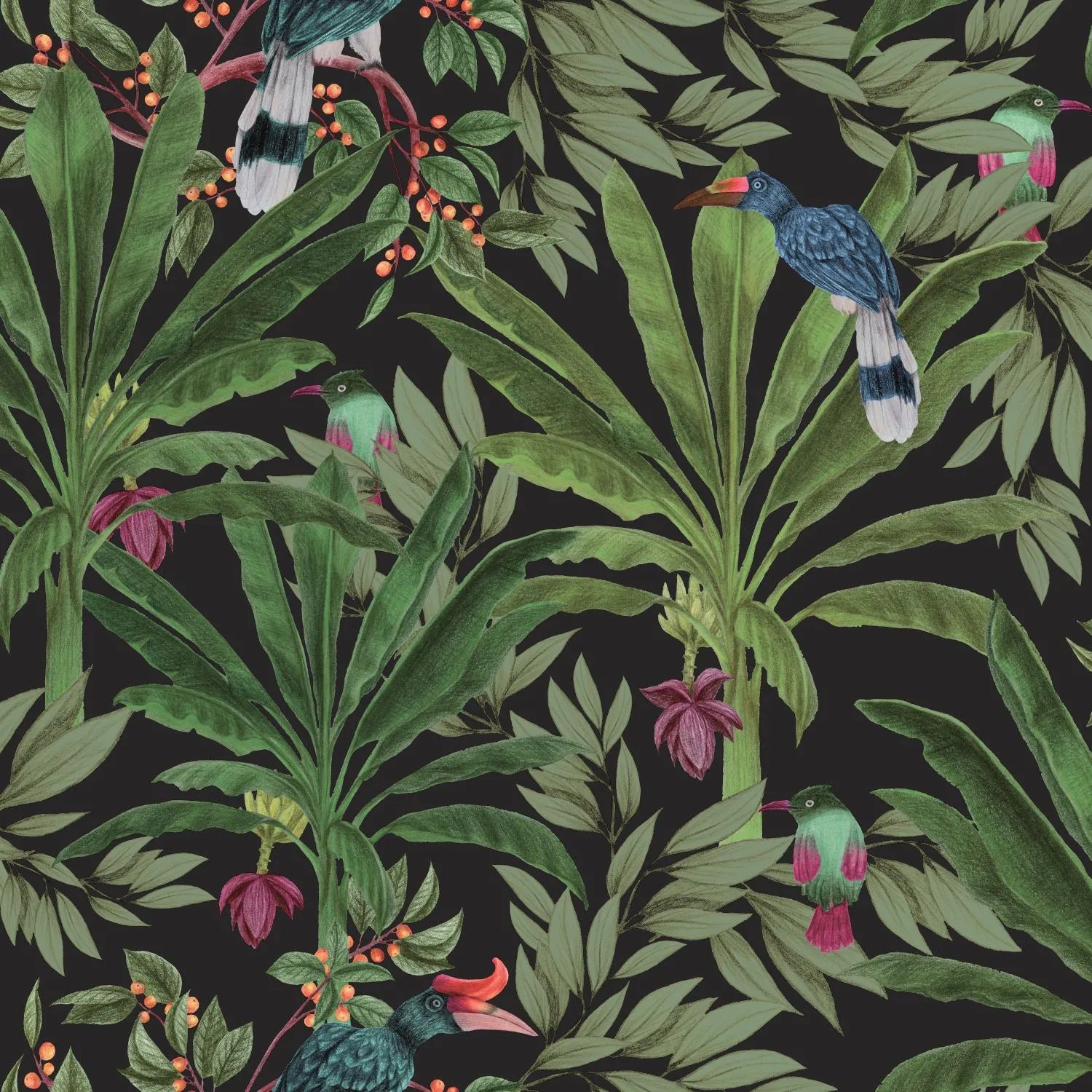 Paradise - Jungle Grove botanical wallpaper ESTAhome Roll Dark Green 139190