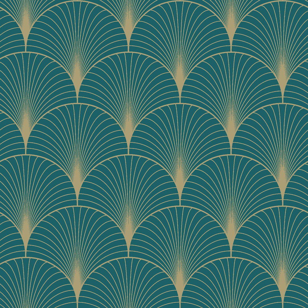 Art of Deco - Fancy Fans art deco wallpaper Esta Roll Teal  139230