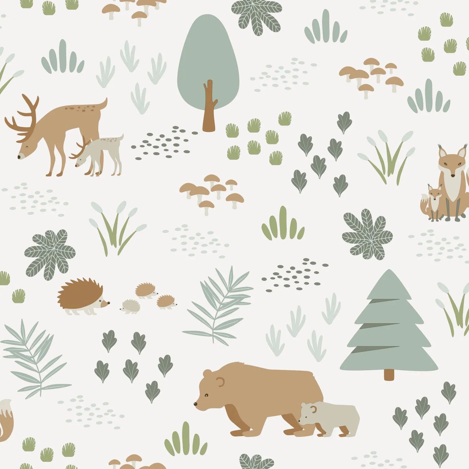 Forest Friends - Enchanted Glade kids wallpaper ESTAhome Roll White 139247