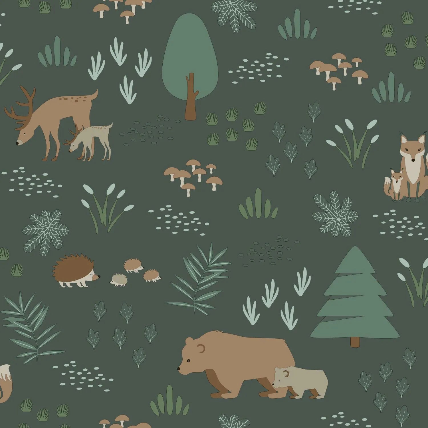 Forest Friends - Enchanted Glade kids wallpaper ESTAhome Roll Green 139249