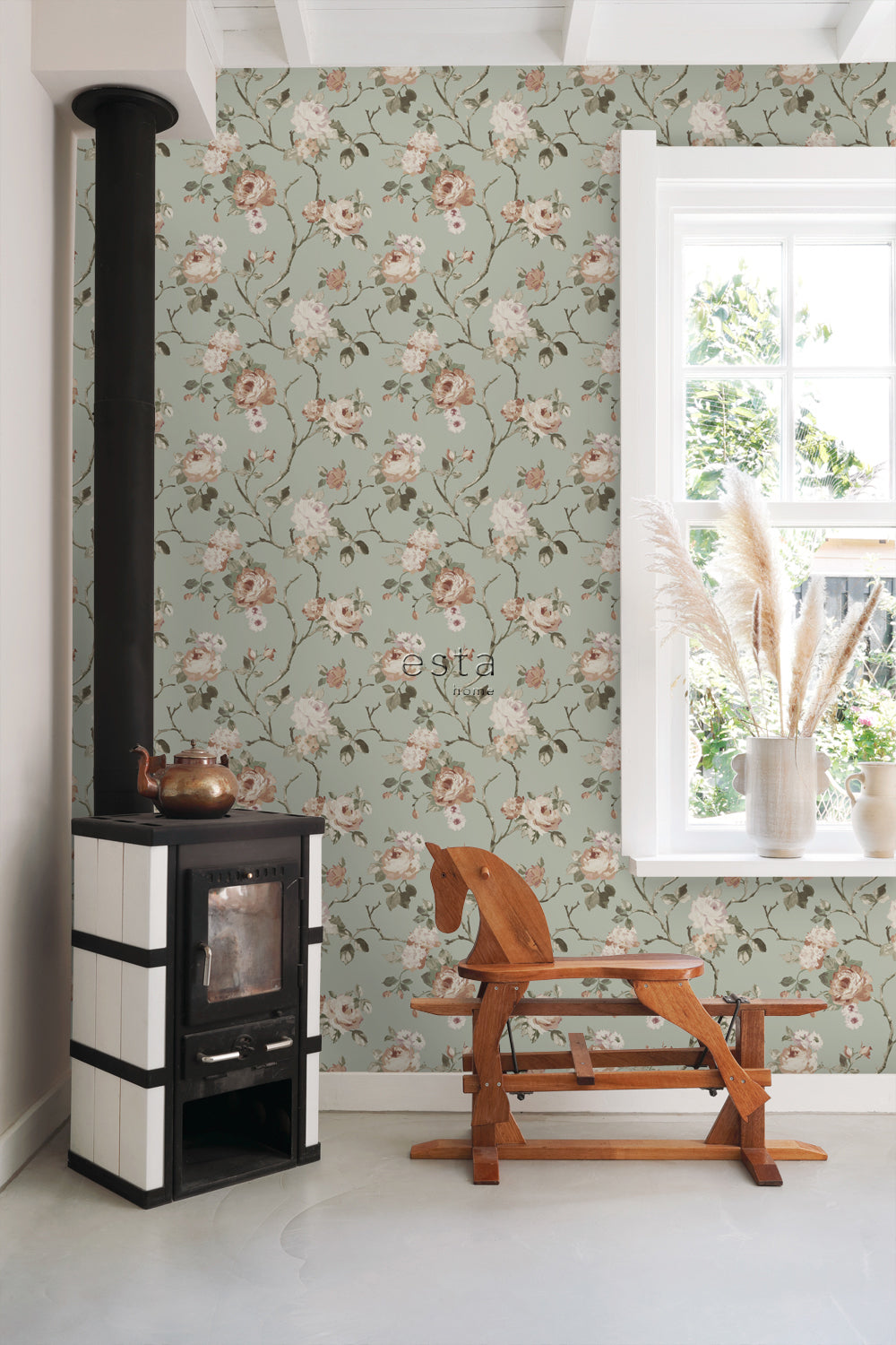 Vintage Flowers - Magic Rose botanical wallpaper Esta