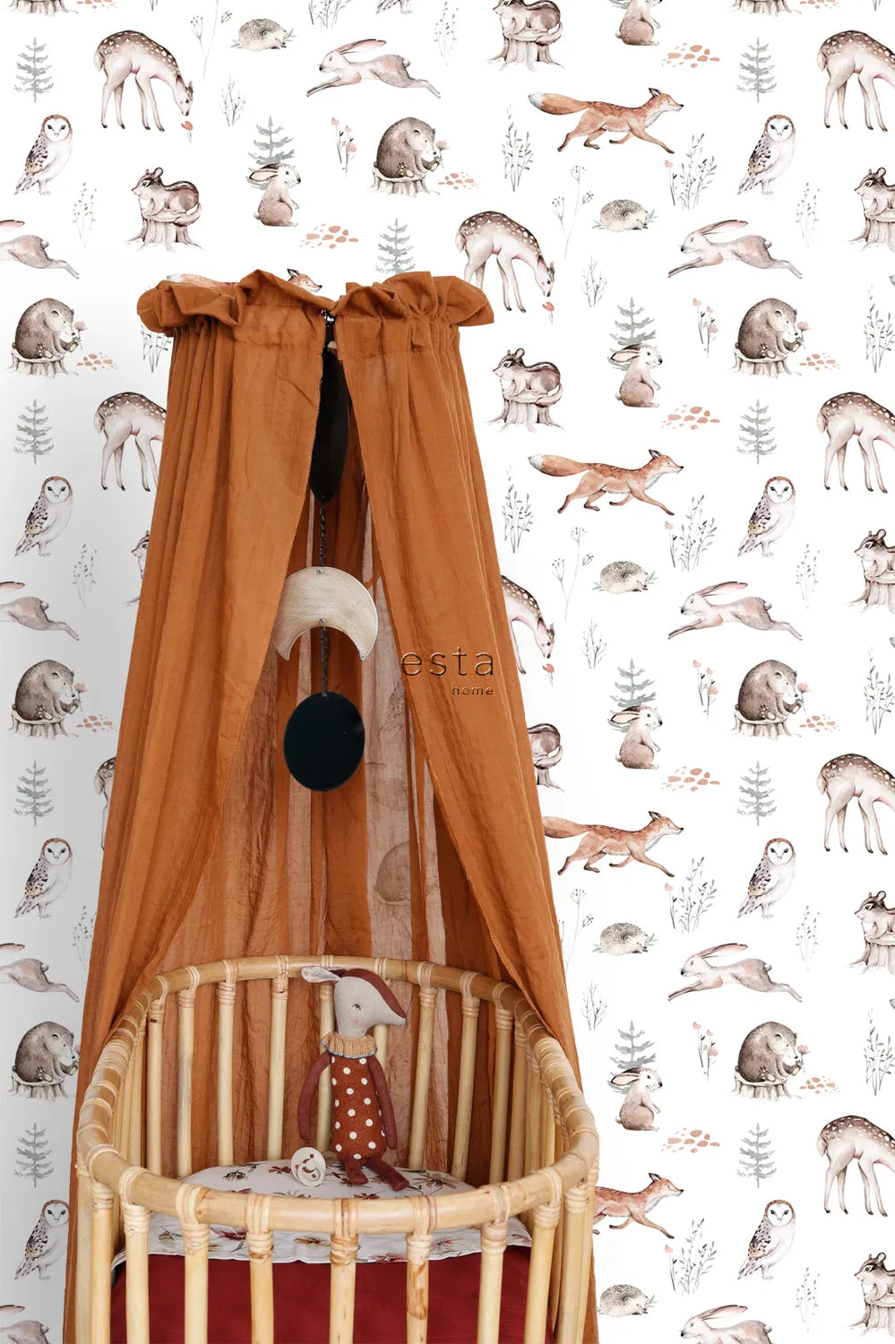 To The Moon and Back - Woodland Chorus botanical wallpaper ESTAhome
