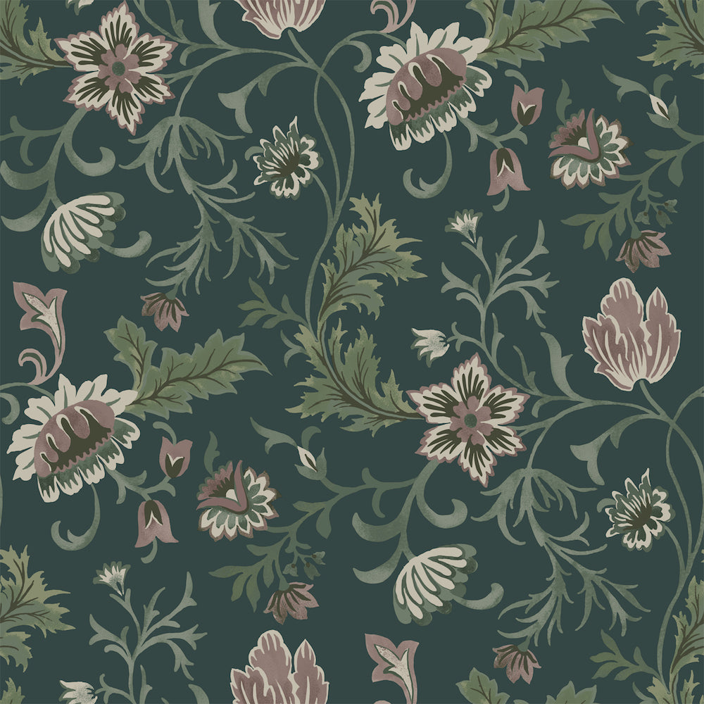 Vintage Flowers - Vintage Garden botanical wallpaper Esta Roll Charcoal  139415