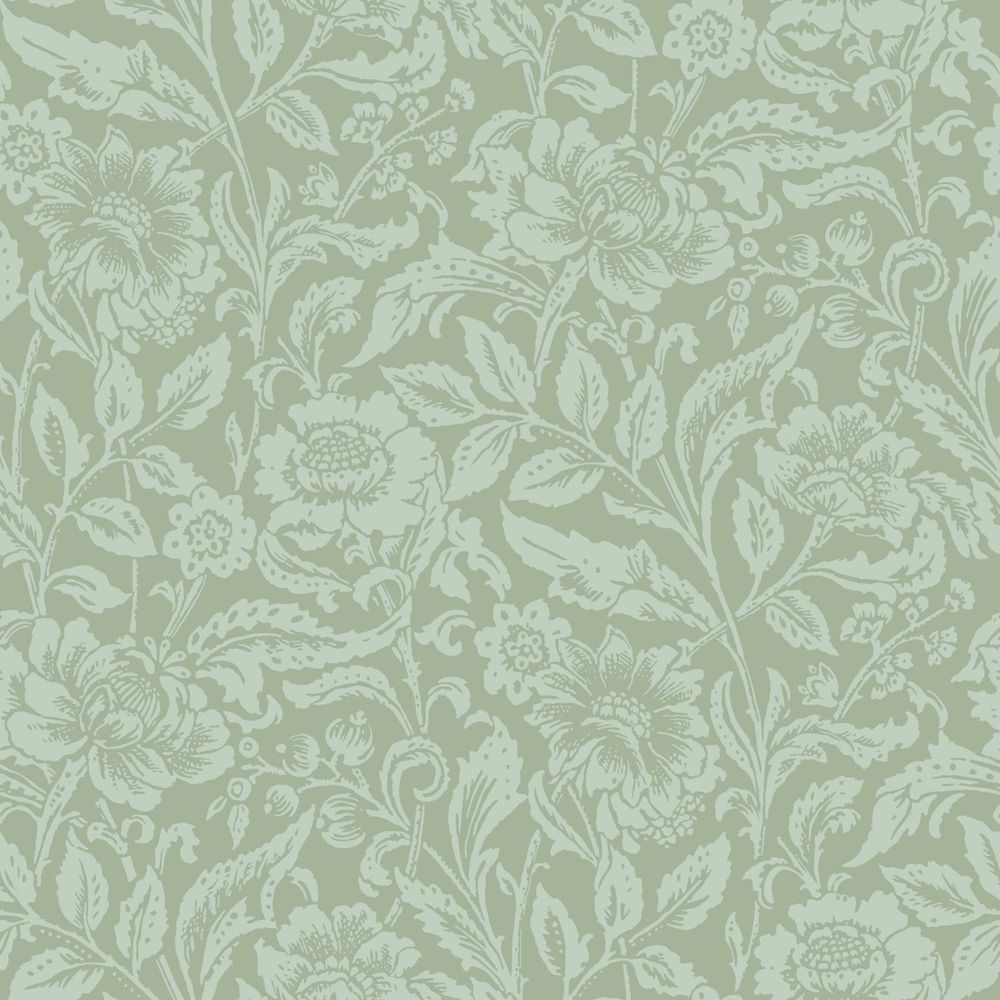 Vintage Flowers - Flowers botanical wallpaper Esta Roll Green  139428