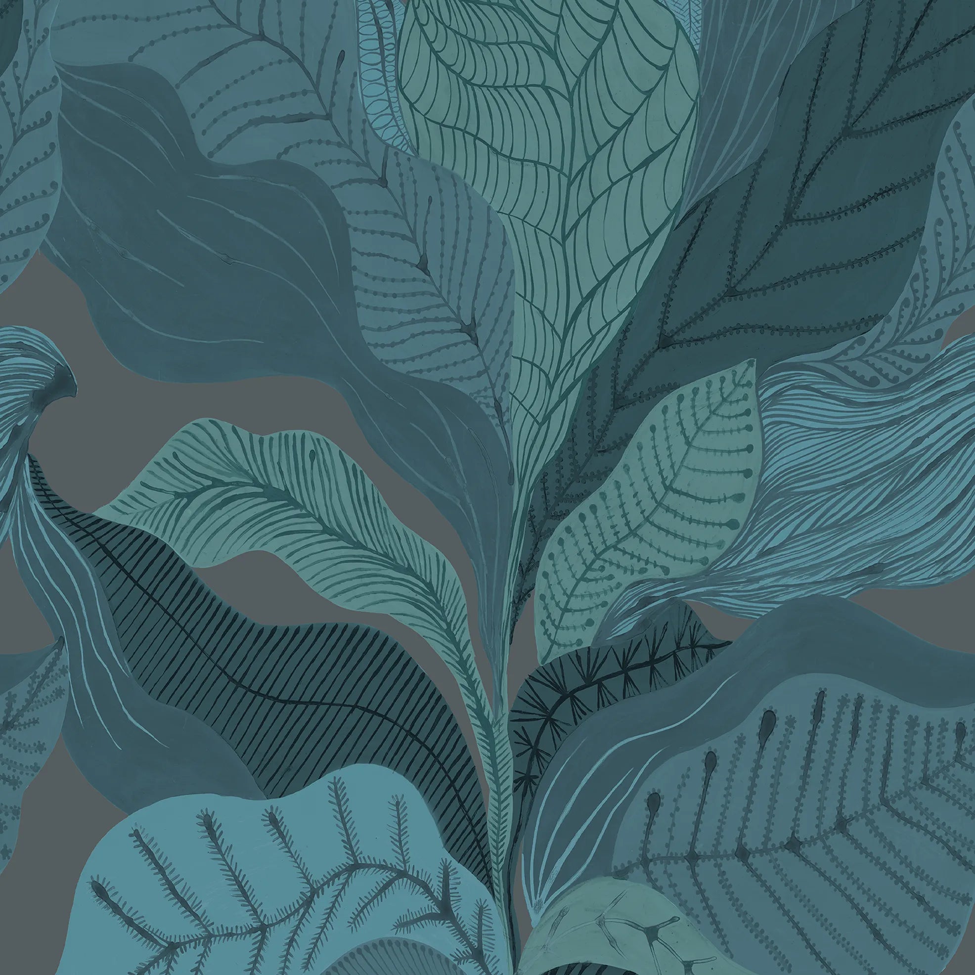 Raku - Auri botanical wallpaper Hohenberger Roll Blue-green 18305