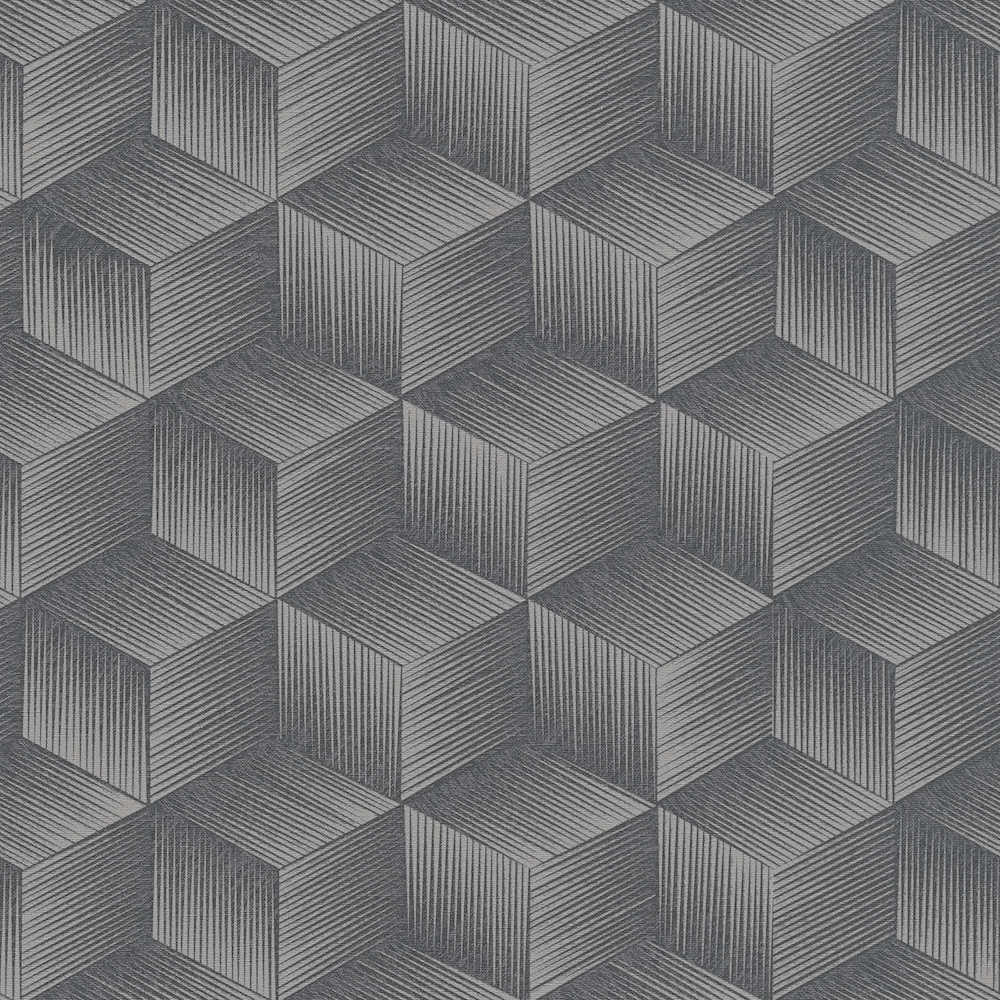 Natural Living - Cubes geometric wallpaper AS Creation Roll Black  385064