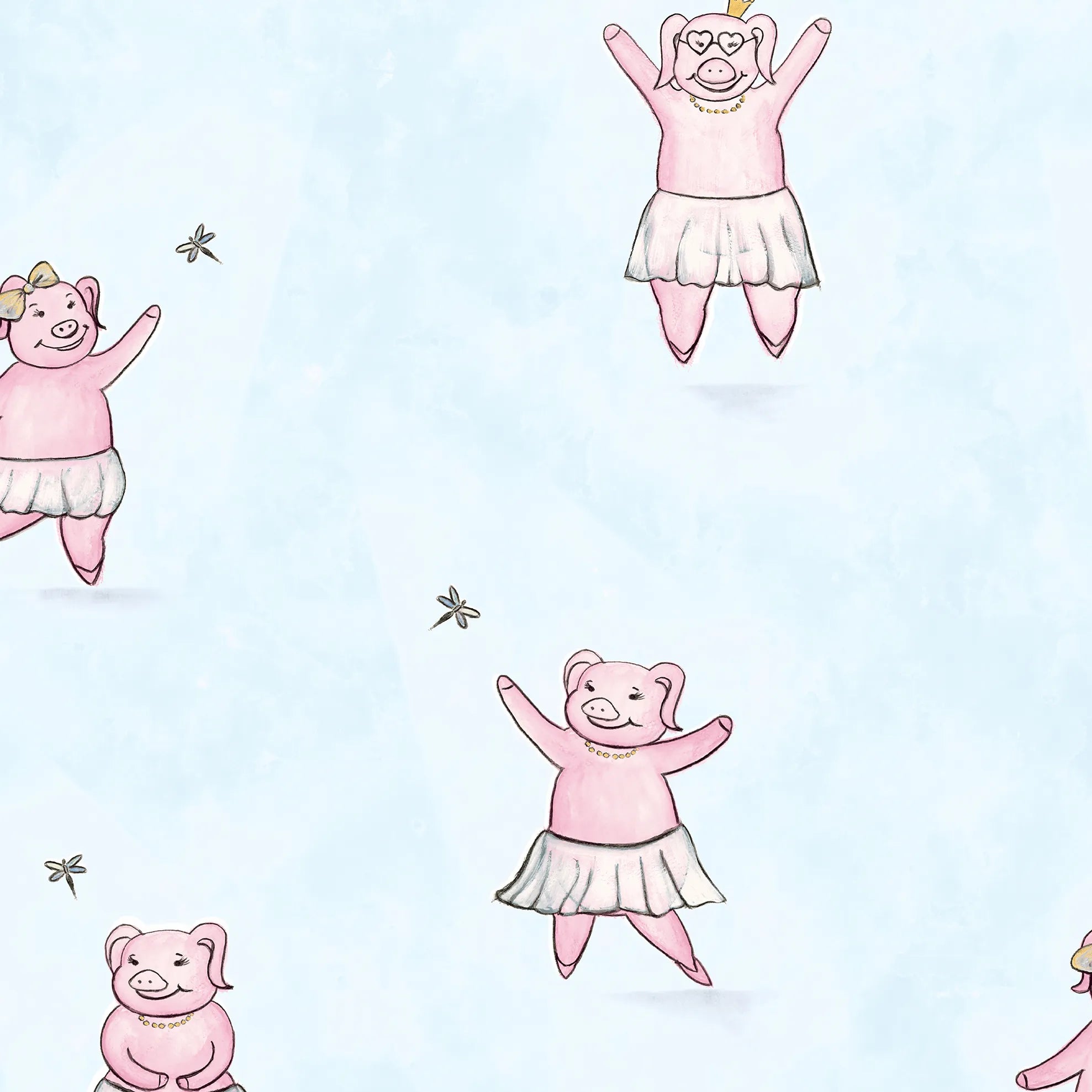 Happy Inner Child - Happy Piggy kids wallpaper Hohenberger Roll Blue 27569