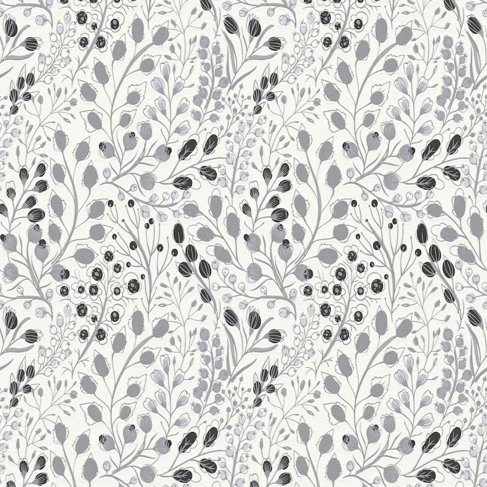 Attractive 2 - Trailing Flowers botanical wallpaper AS Creation Roll Grey  388473