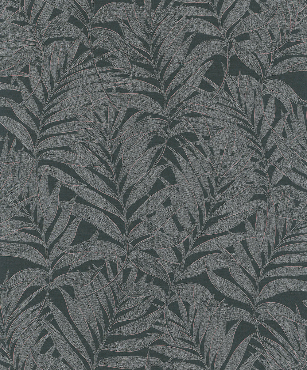 Habitat - Leaves botanical wallpaper Marburg Roll Black-Silver  34008