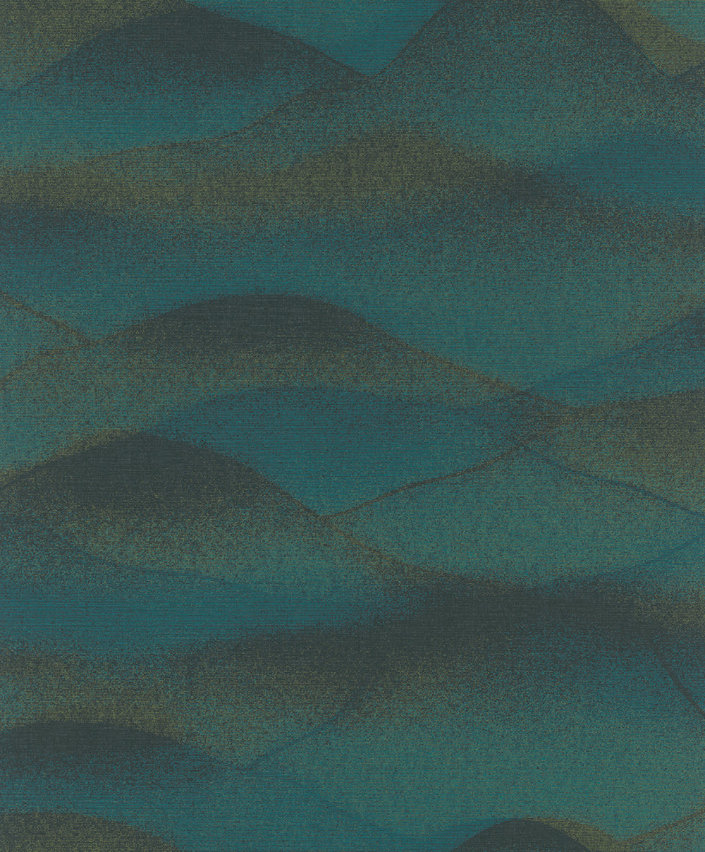 Habitat - Waves geometric wallpaper Marburg Roll Dark Green  34018