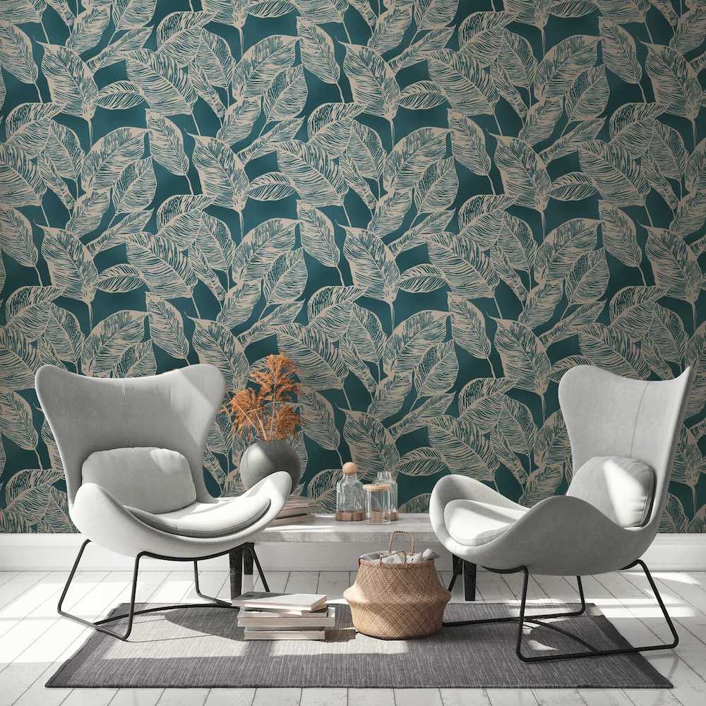 Natural Living - Large Leaf botanical wallpaper AS Creation    