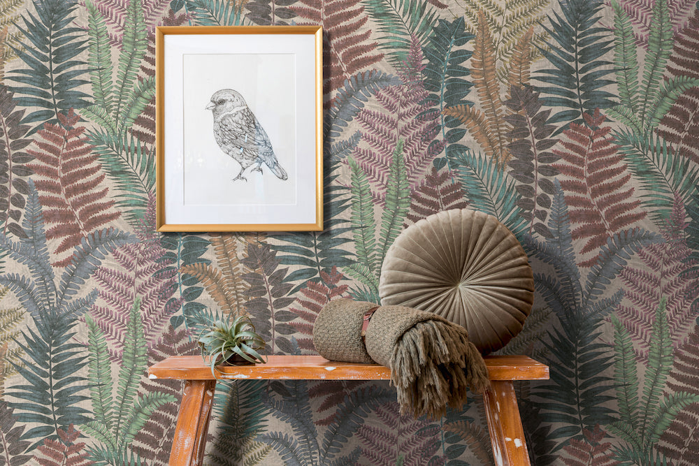 Famous Garden - Colourful Ferns botanical wallpaper AS Creation
