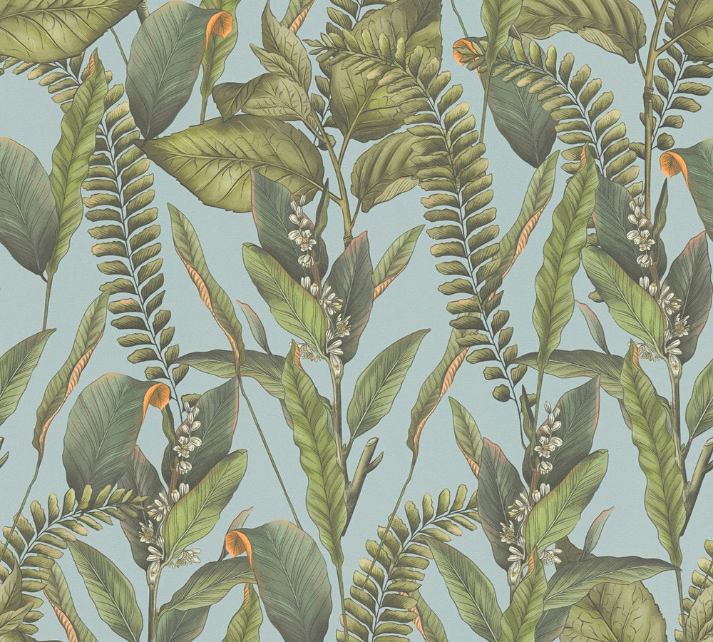Drawn Into Nature - Foliage botanical wallpaper AS Creation Roll Blue  394133