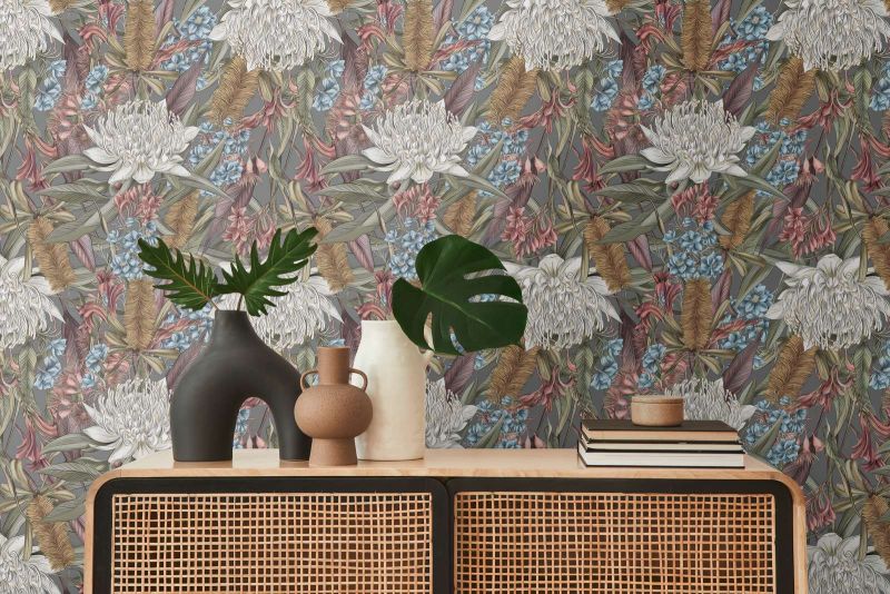 Drawn Into Nature - Flower Power botanical wallpaper AS Creation