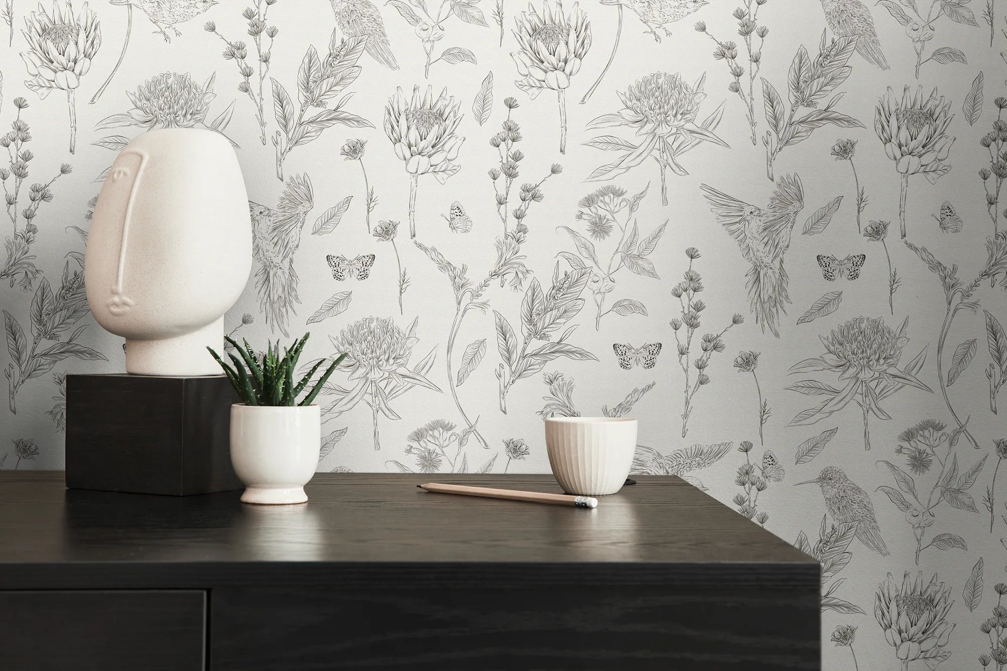 Drawn Into Nature - Birds of Nature botanical wallpaper AS Creation