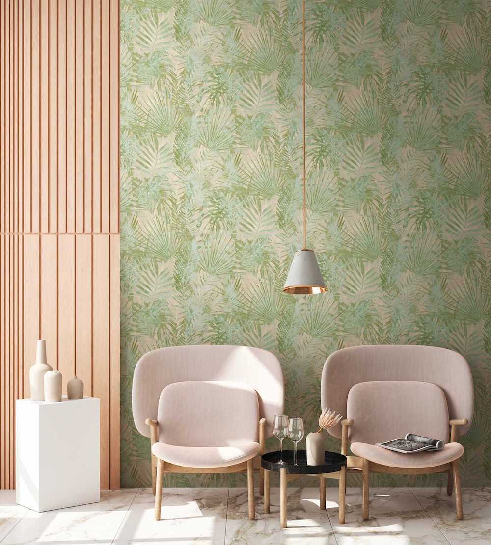 Natural Living - Monstera & Palms botanical wallpaper AS Creation    