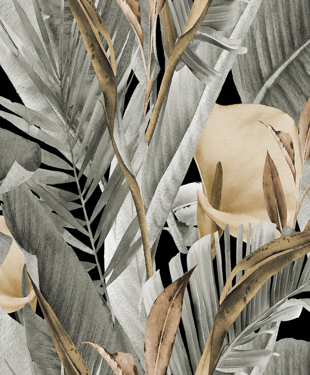 Spirit of Jungle - Jungle Botanica botanical wallpaper Marburg Roll Black  47417