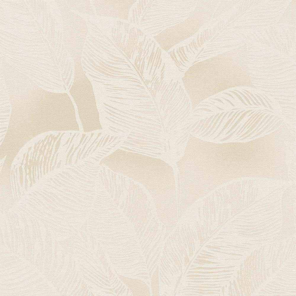 Natural Living - Large Leaf botanical wallpaper AS Creation Roll Beige  386633