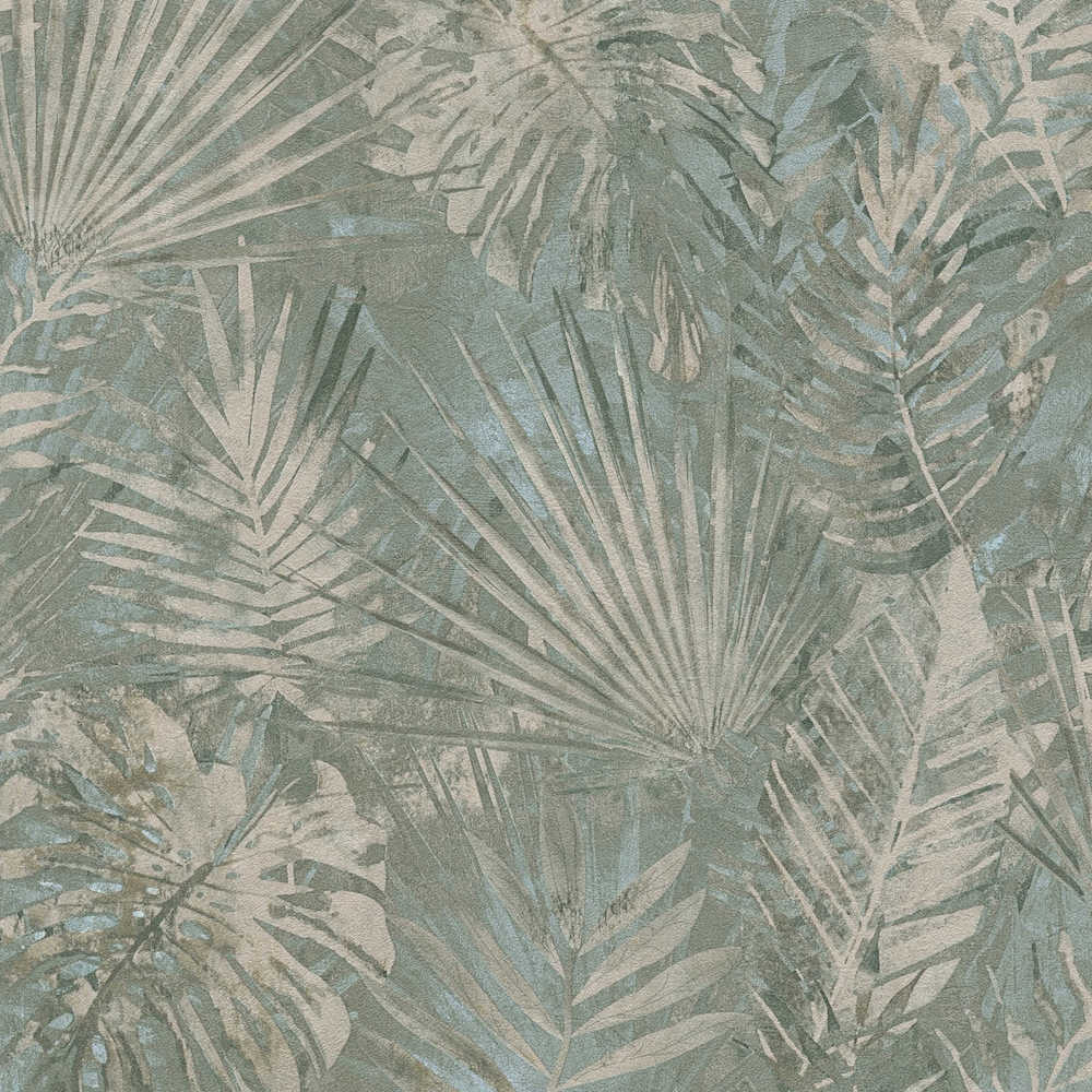 Natural Living - Monstera & Palms botanical wallpaper AS Creation Roll Blue  386382