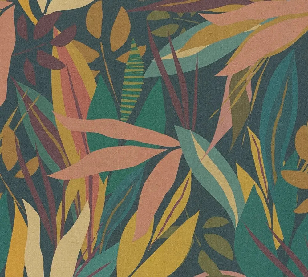 Anna D'Andrea - Leaf Mosaic botanical wallpaper AS Creation Roll Green 782091