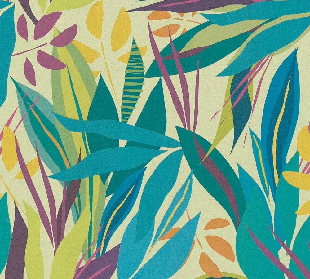 Anna D'Andrea - Leaf Mosaic botanical wallpaper AS Creation Roll Blue 782092