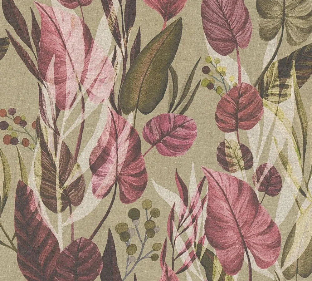 Anna D'Andrea - Tropical Breeze botanical wallpaper AS Creation Sample Pink 782192-S