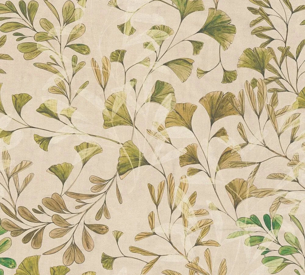 Anna D'Andrea - Fresco Flow botanical wallpaper AS Creation Roll Green 782233