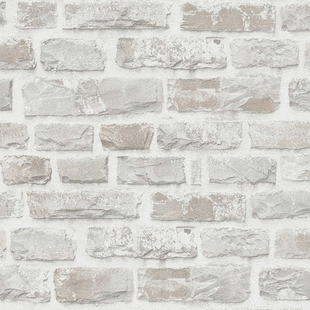 Natural Living - Natural Brick industrial wallpaper AS Creation Roll Grey  386371