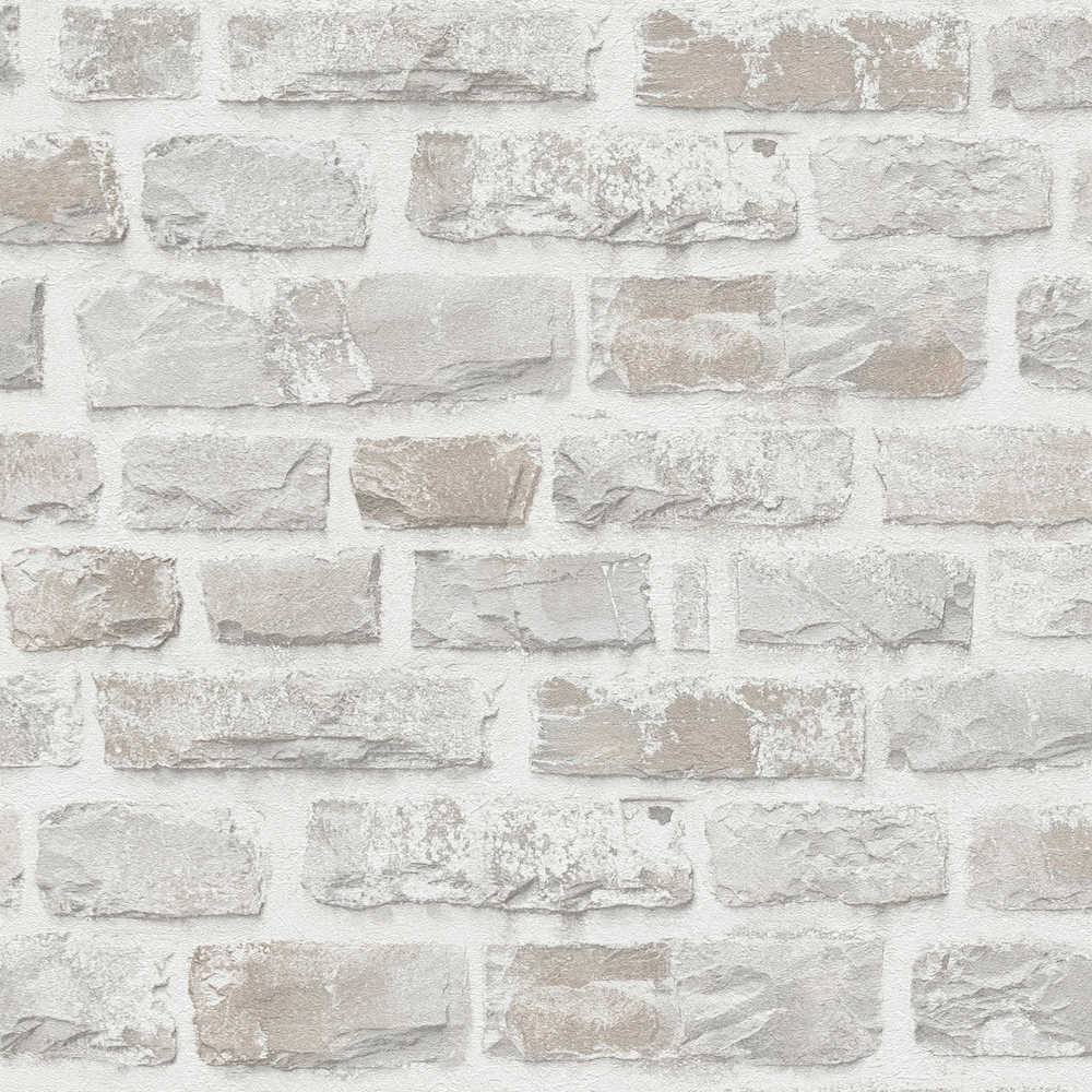 Natural Living - Natural Brick industrial wallpaper AS Creation Roll Grey  385371