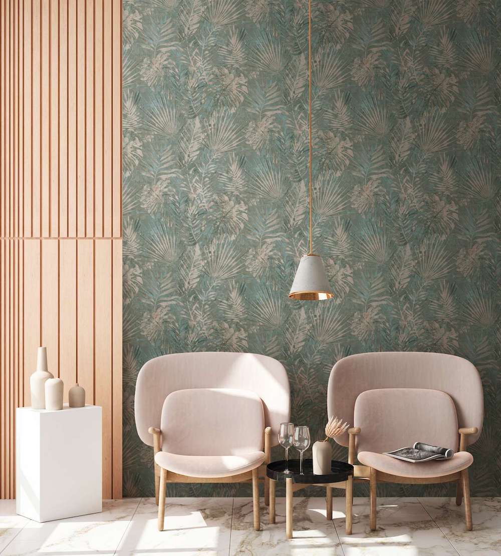 Natural Living - Monstera & Palms botanical wallpaper AS Creation    