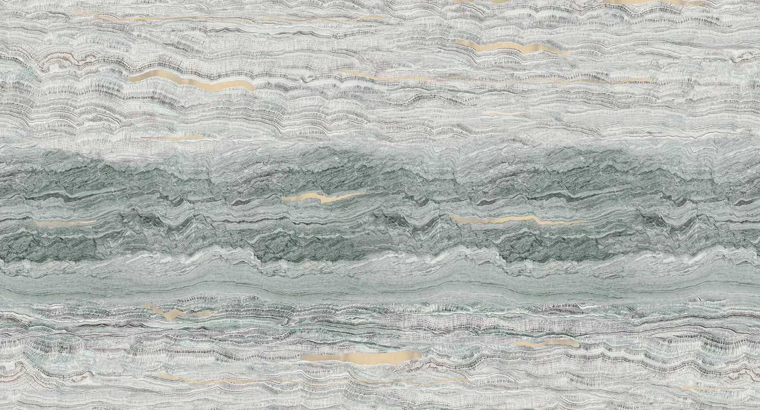 Amber - Elegance digital print Muance Mural Green Matt Non-woven (Paper Finish) MU15074m