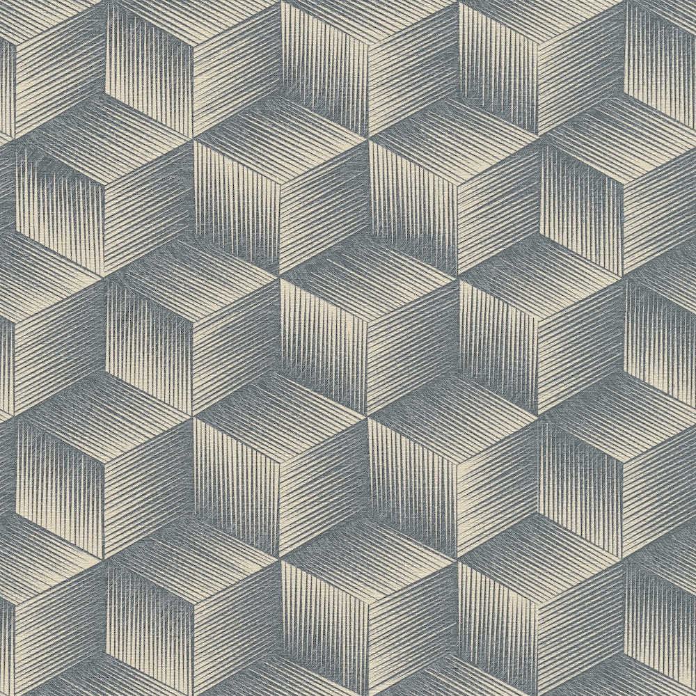 Natural Living - Cubes geometric wallpaper AS Creation Roll Blue  385063