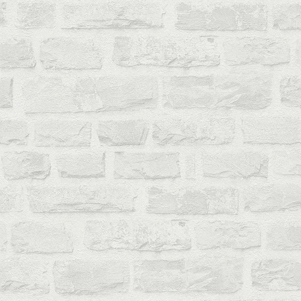 Natural Living - Natural Brick industrial wallpaper AS Creation Roll White  385372