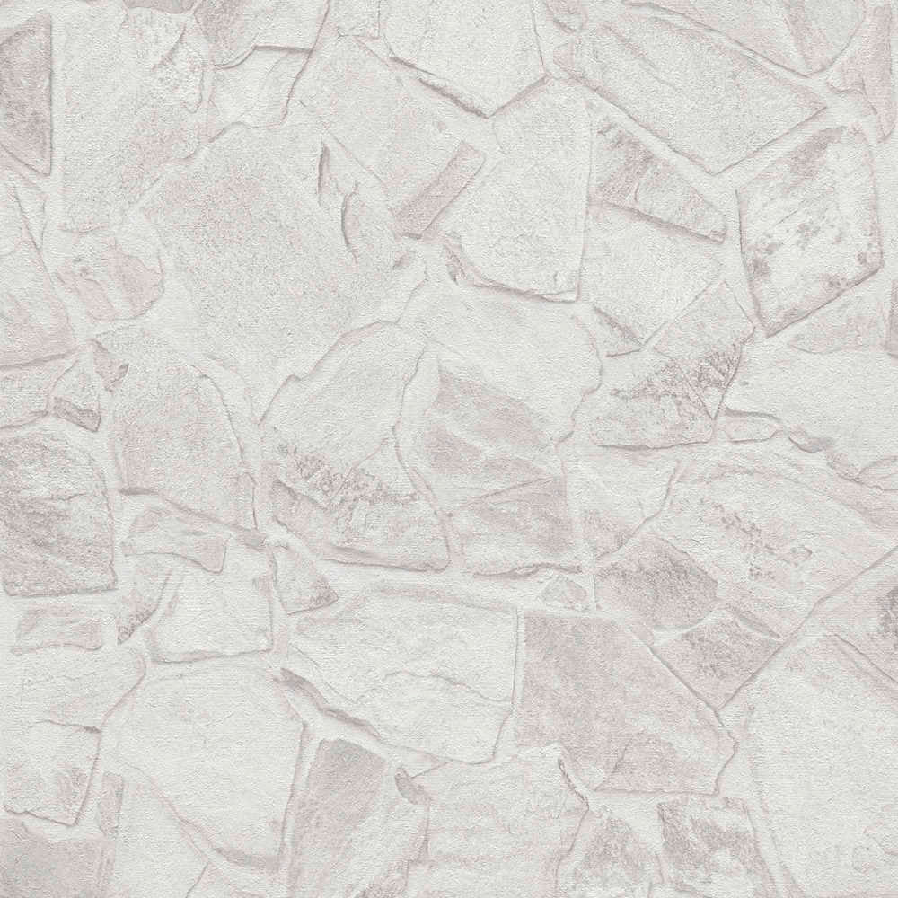 Terra -  Crazy Pavers Wall industrial wallpaper AS Creation Roll Light Grey  389350