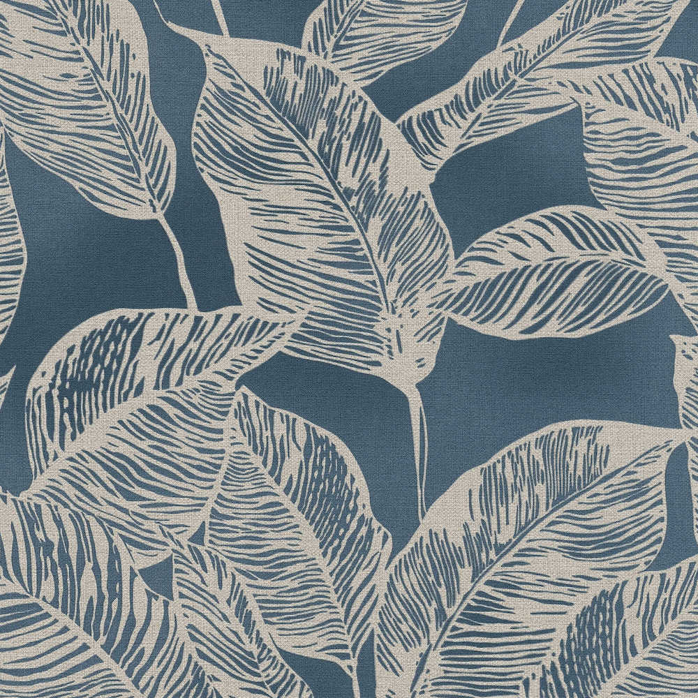 Natural Living - Large Leaf botanical wallpaper AS Creation Roll Blue  386631